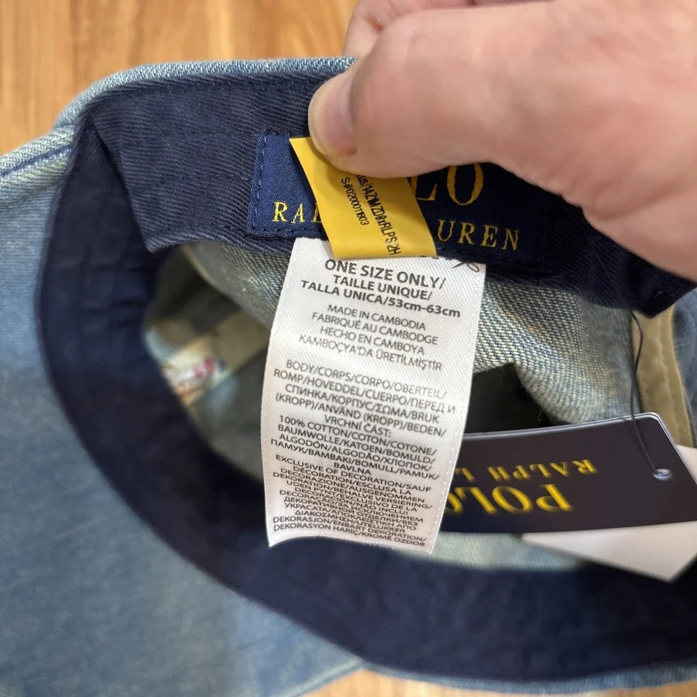 POLO RALPH LAUREN Mens Denim Ball Cap Medium Wash One Size - Picture 9 of 9